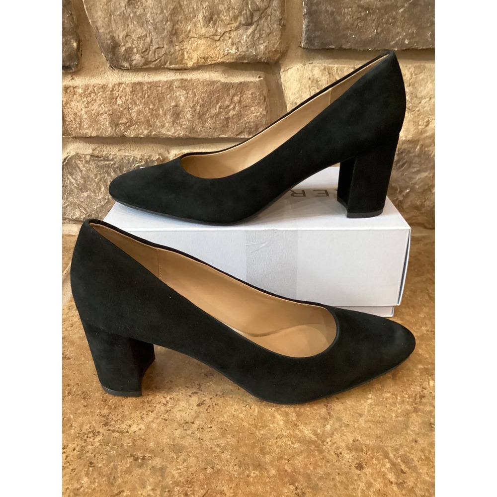 Aerosoles Betsy Black Suede Block Heel Pumps Womens 11M A0884-BLK-Black New